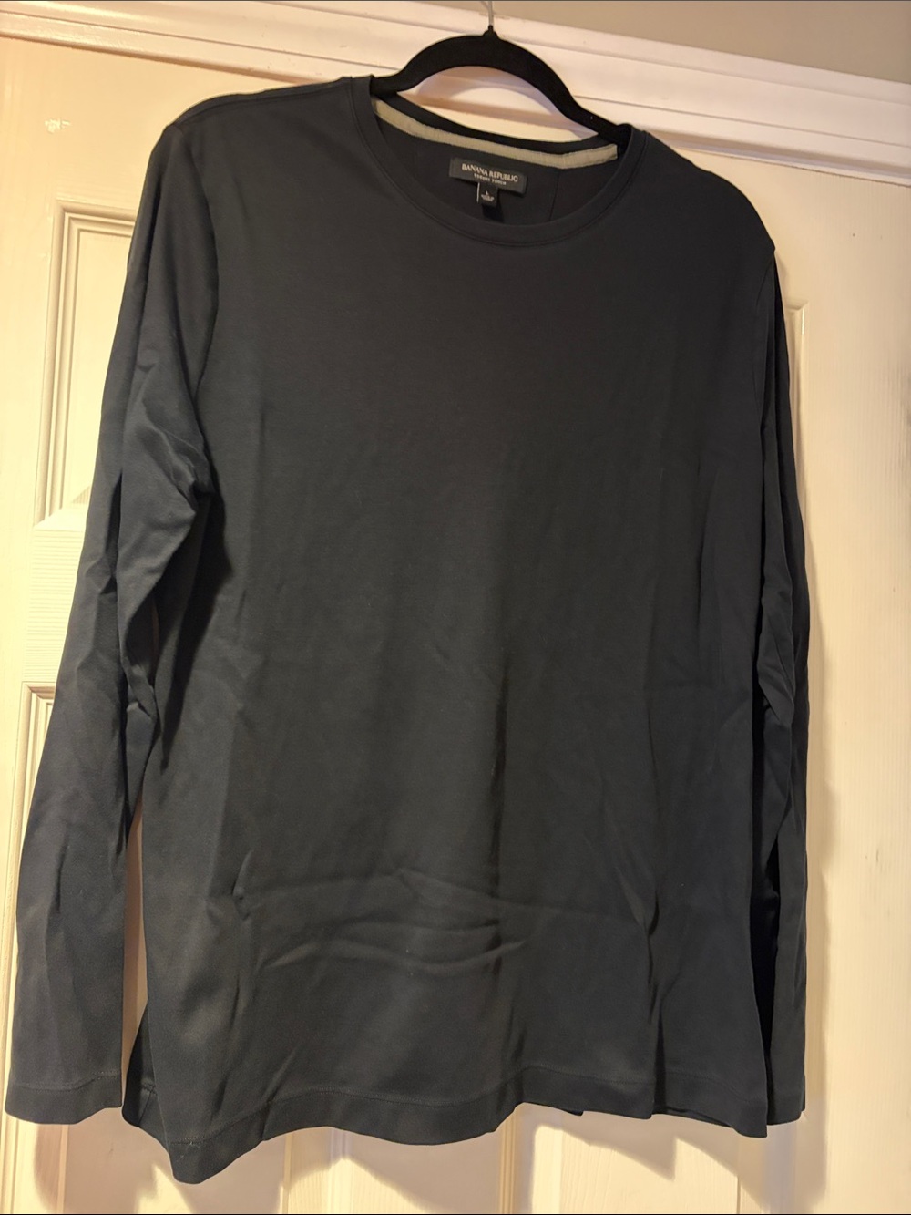 Banana Republic MeLuxury Touch 100% Cotton LS Crewneck Shirt in Black L